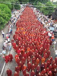 Monks marching